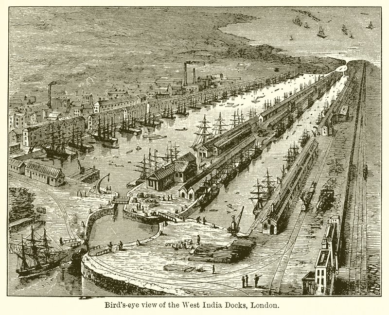 Veduta Aerea dei West India Docks, Londra da English School