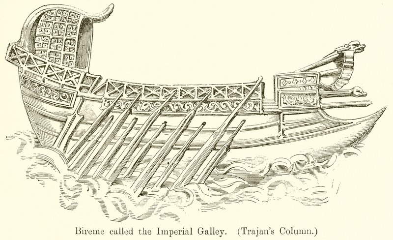 Bireme chiamata la Galea Imperiale (Colonna di Traiano) da English School