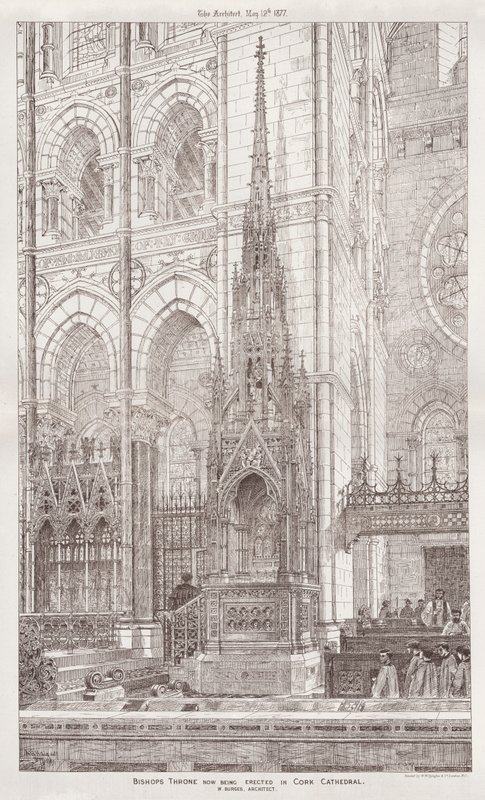 Trono del Vescovo ora in costruzione nella Cattedrale di Cork (incisione) da English School