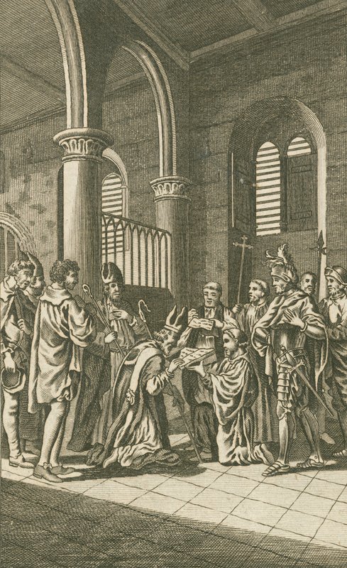 Vescovi e cittadini di Londra che giurano fedeltà a Guglielmo il Conquistatore da English School