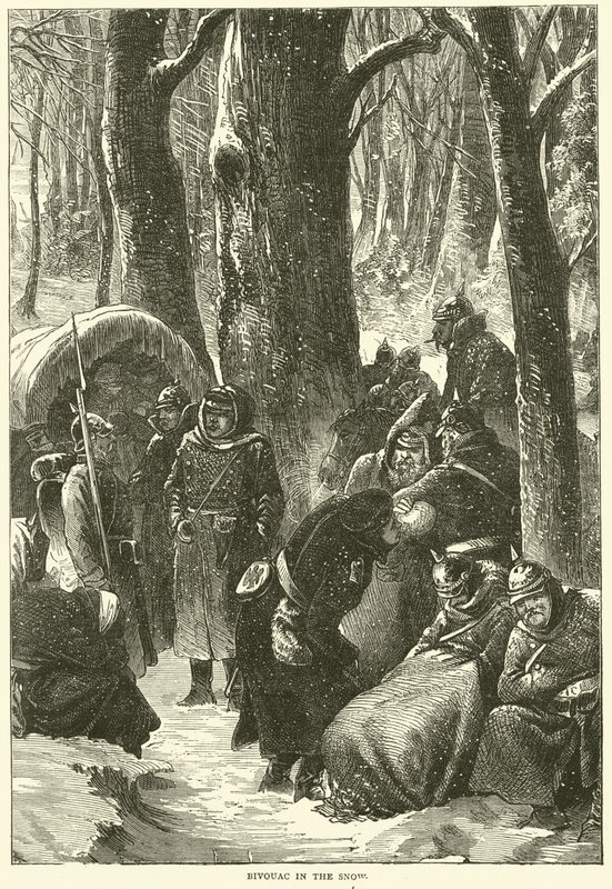 Bivacco nella neve, novembre 1870 da English School
