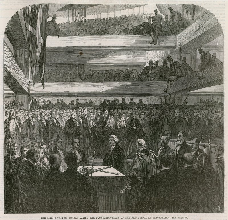 Blackfriars Bridge. Cerimonia per la posa della prima pietra, 20 luglio 1865 da English School