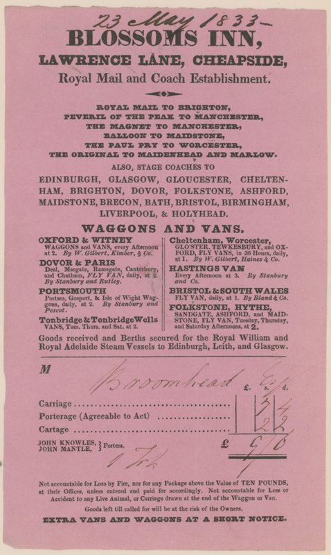 Blossoms Inn, Lawrence Lane, Cheapside, Bill da English School