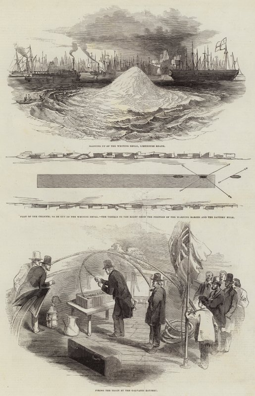 Esplosione della secca di Whiting a Limehouse Reach (incisione) da English School