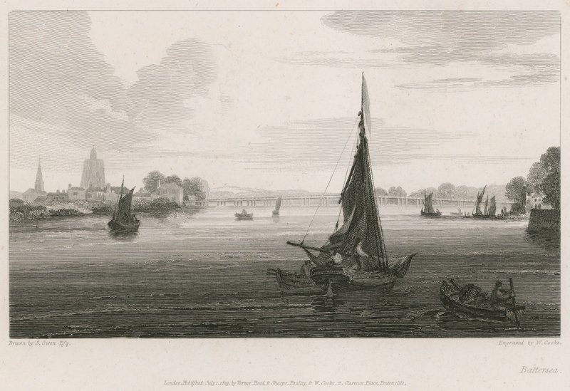 Barche sul fiume Tamigi a Battersea da English School