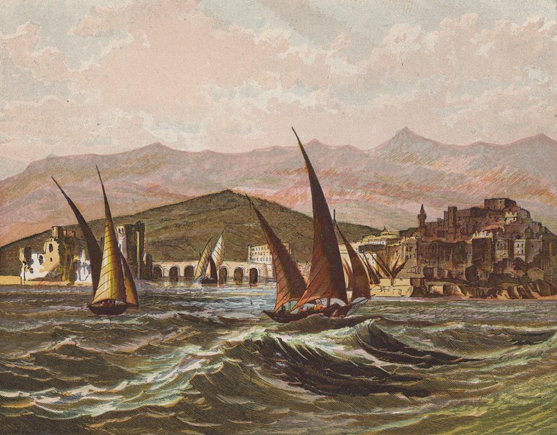 Barche che navigano al largo della Terra Santa da English School