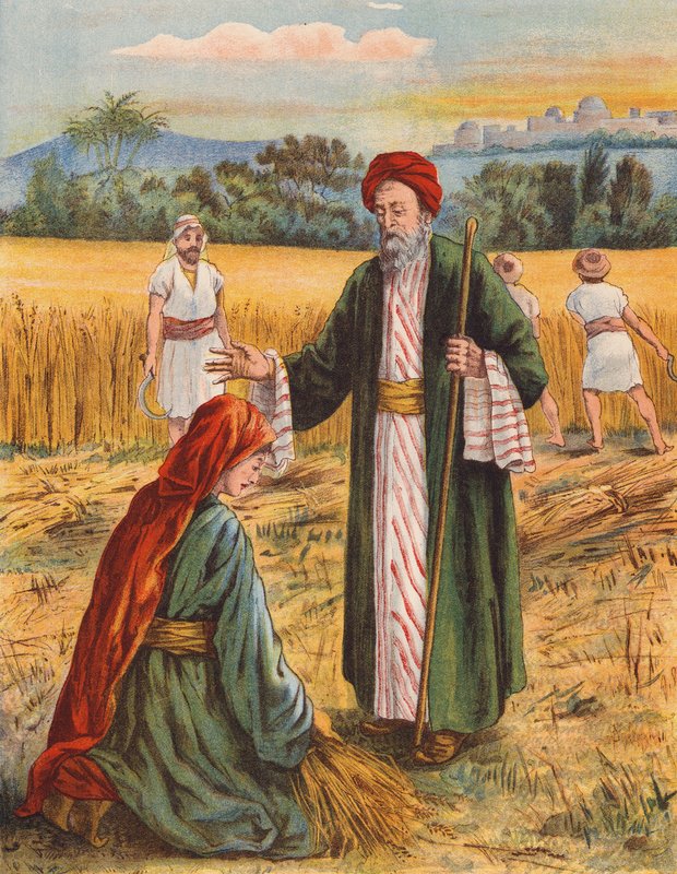 Boaz e Ruth nel campo di raccolta da English School
