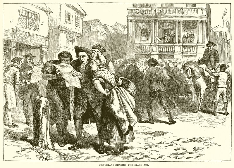 I bostoniani leggono lo Stamp Act da English School
