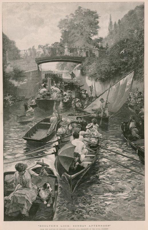 Boulters Lock: Domenica Pomeriggio, da un dipinto di Edward J Gregory da English School