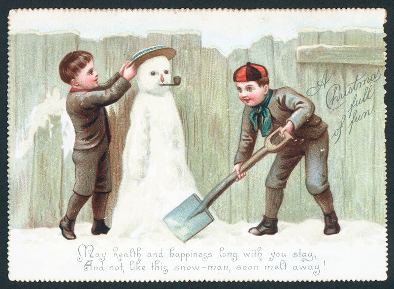 Ragazzi che costruiscono un pupazzo di neve da English School