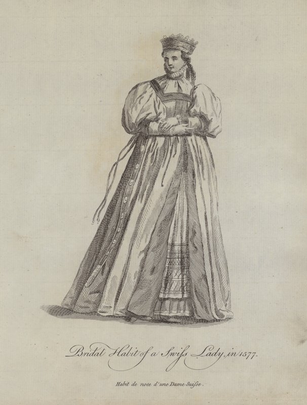 Abito nuziale di una signora svizzera nel 1577 da English School