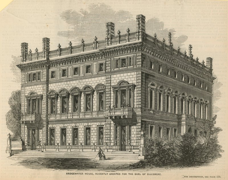 Bridgewater House, recentemente eretta per il Conte di Ellesmere da English School