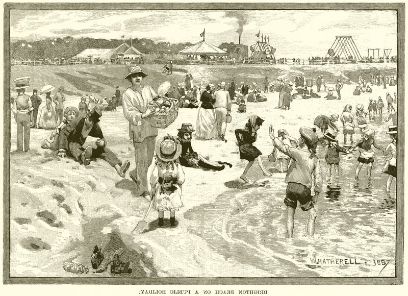 Spiaggia di Brighton in un giorno festivo da English School
