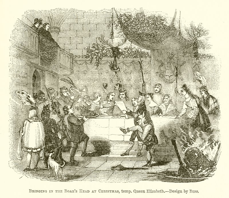 Portare la testa di cinghiale a Natale, temp. Regina Elisabetta da English School