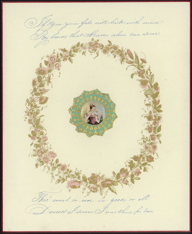 Cartolina di San Valentino britannica con immagine di una donna da English School