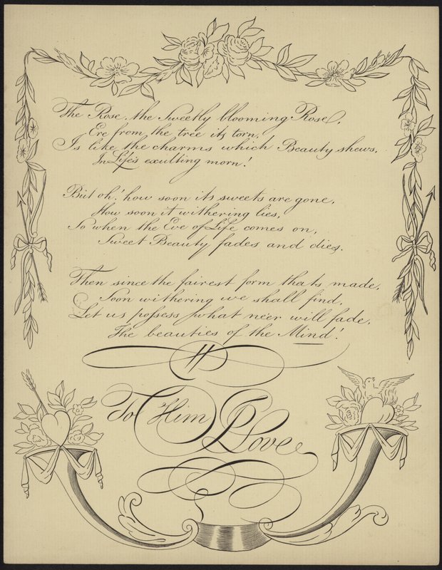Biglietto di San Valentino britannico con versi poetici da English School