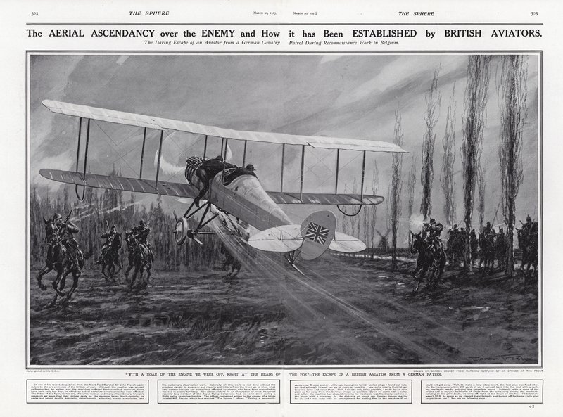 Aereo britannico che sfugge a una pattuglia tedesca, Prima Guerra Mondiale, Belgio da English School