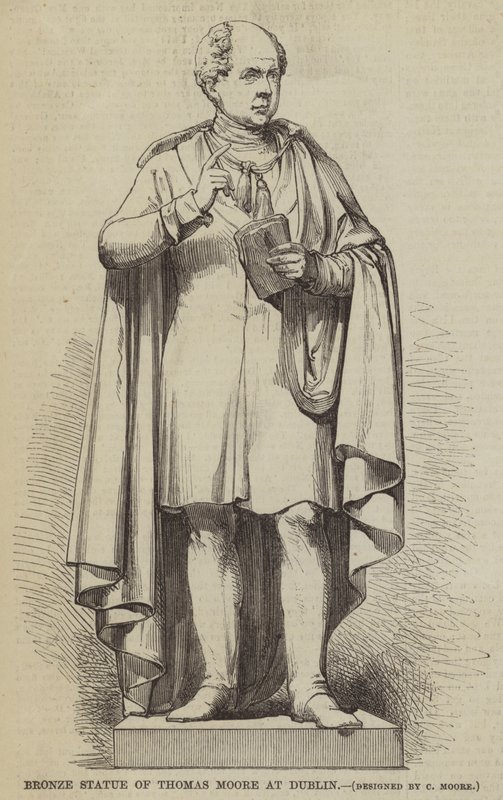 Statua in bronzo di Thomas Moore a Dublino (incisione) da English School
