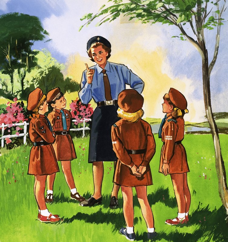 Gufo marrone e il suo gruppo di Brownie da English School