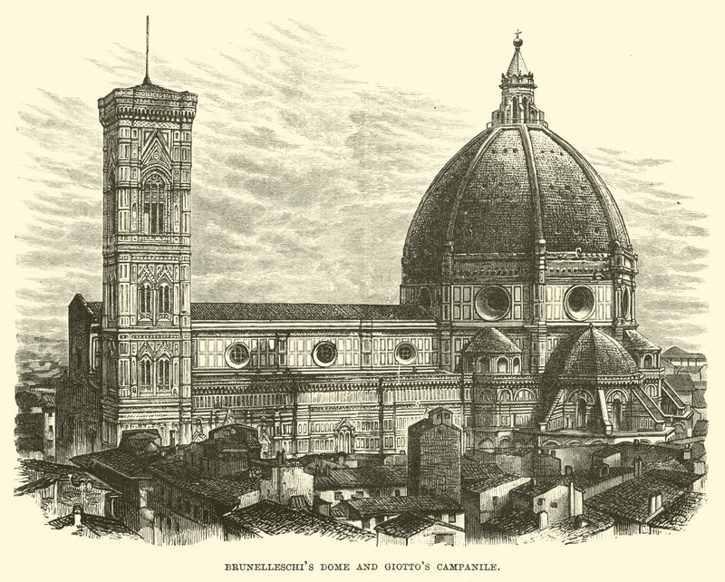La cupola di Brunelleschi e il campanile di Giotto da English School