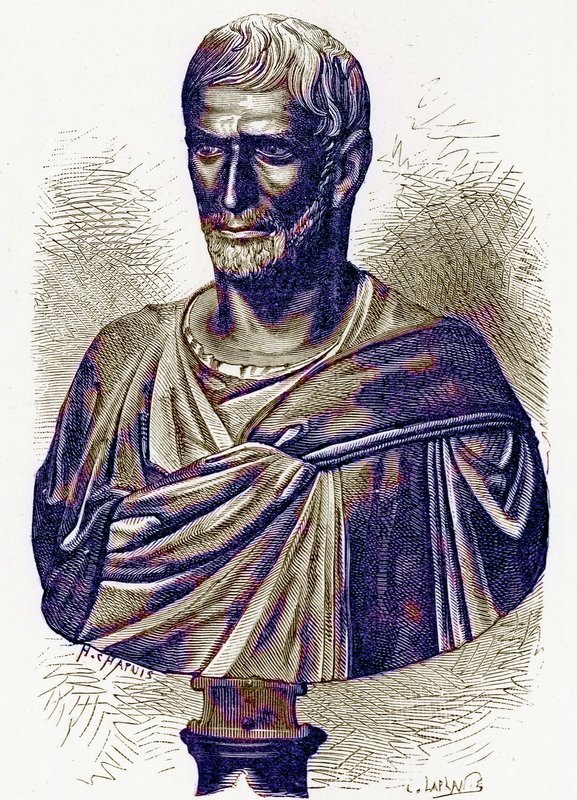Bruto, busto nel Campidoglio, illustrazione da History of Rome di Victor Duruy, pubblicato nel 1884 da English School