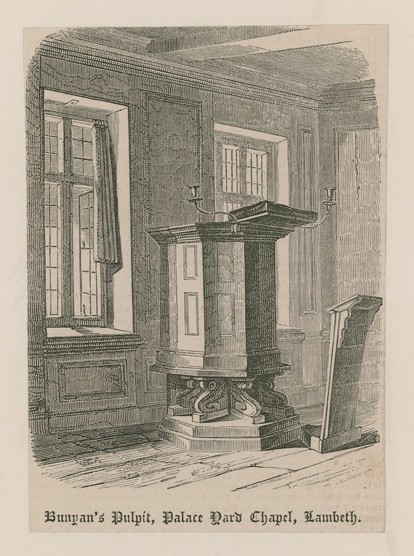 Il pulpito di Bunyan, Cappella di Palace Yard, Lambeth da English School