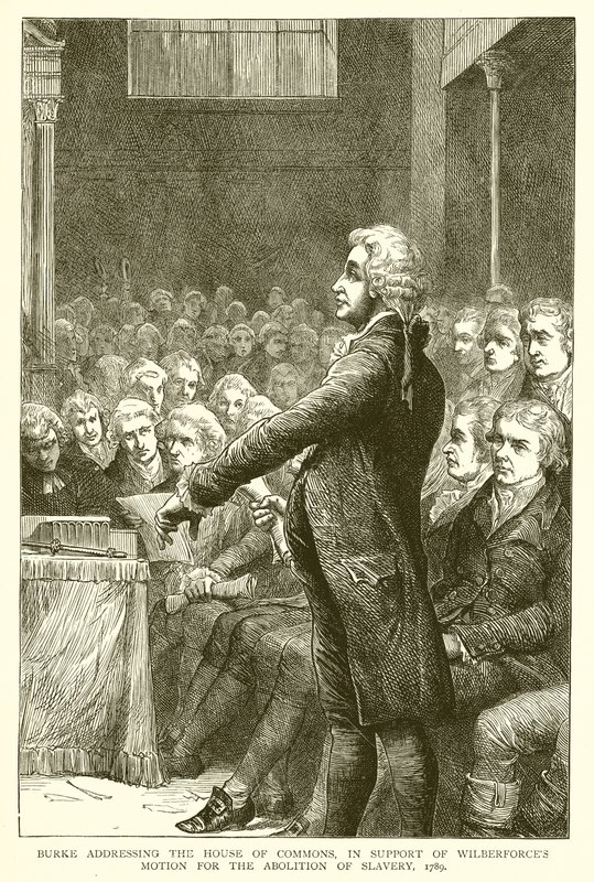 Burke che si rivolge alla Camera dei Comuni, a sostegno della mozione di Wilberforce per l