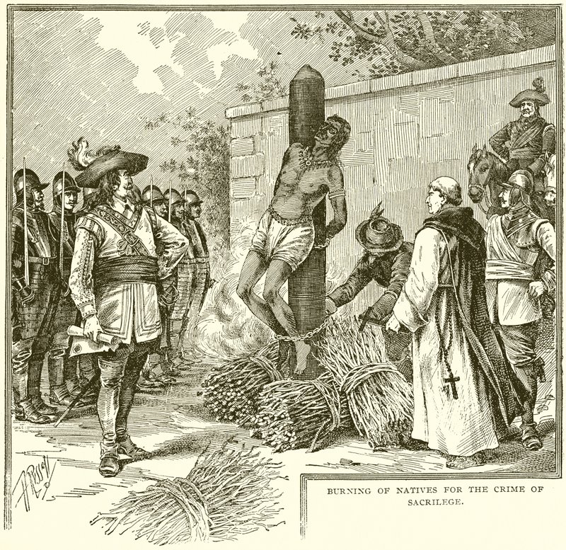Rogo degli indigeni per il crimine di sacrilegio da English School