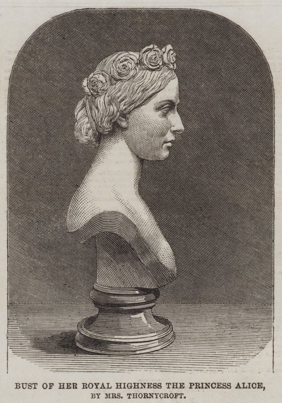 Busto di Sua Altezza Reale la Principessa Alice, di Mrs Thornycroft (incisione) da English School