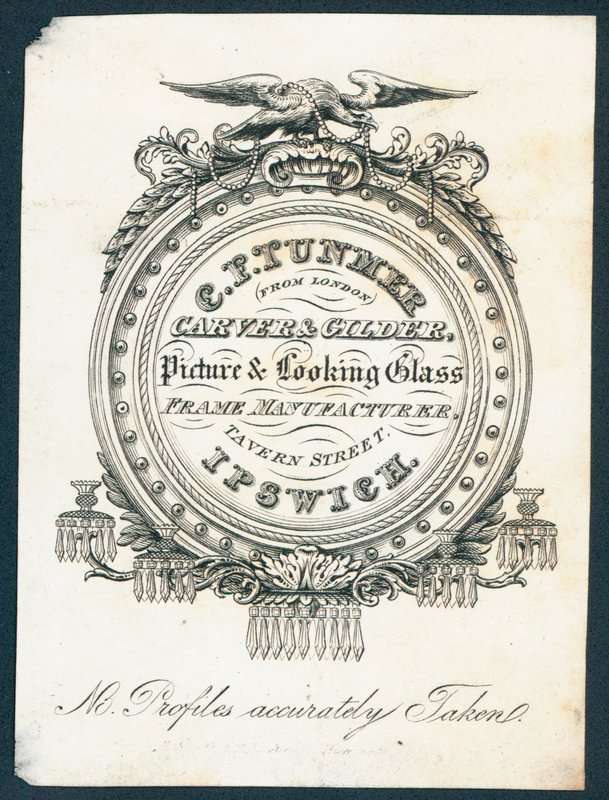 C F Tunmer, intagliatore e doratore, produttore di cornici per quadri e specchi da English School