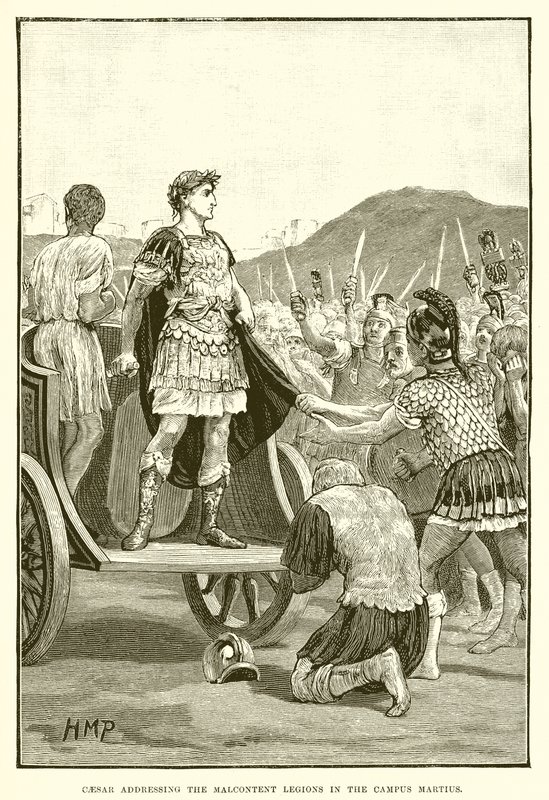 Cesare che si rivolge alle legioni malcontente nel Campo Marzio da English School