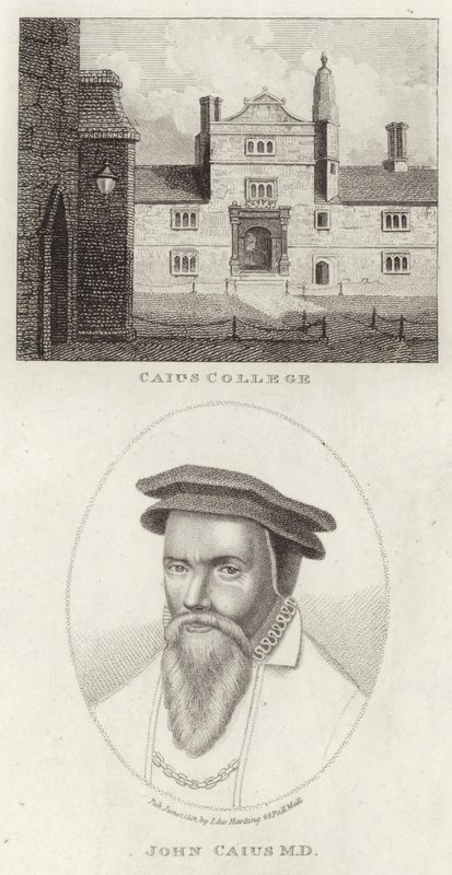 Caius College e un ritratto di John Caius da English School