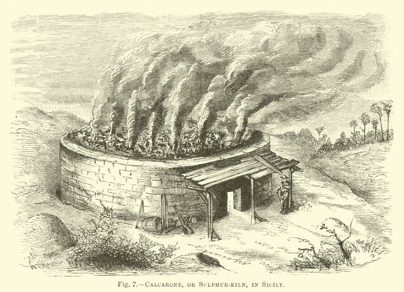 Calcarone, o forno di zolfo, in Sicilia da English School