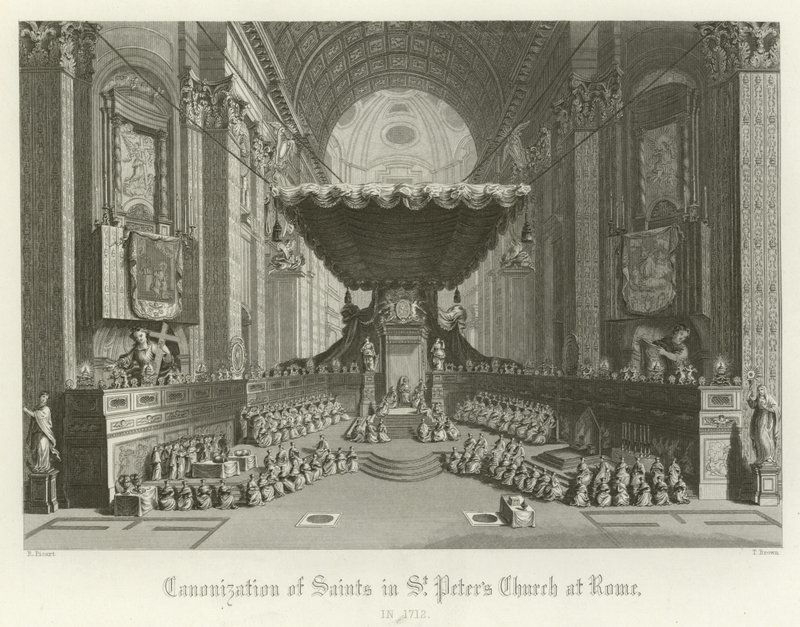 Canonizzazione dei santi nella Chiesa di San Pietro, Roma, 1712 da English School