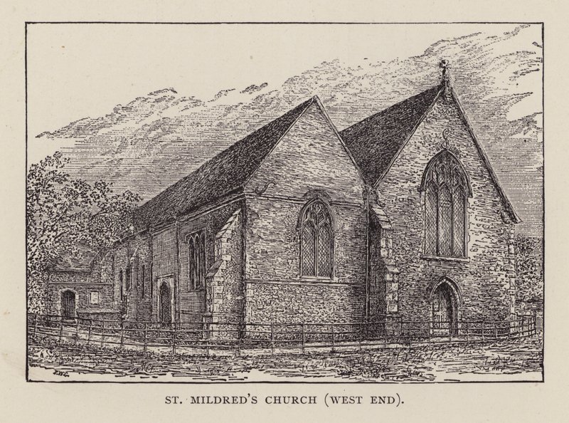 Canterbury: Chiesa di Santa Mildred, West End (litografia) da English School