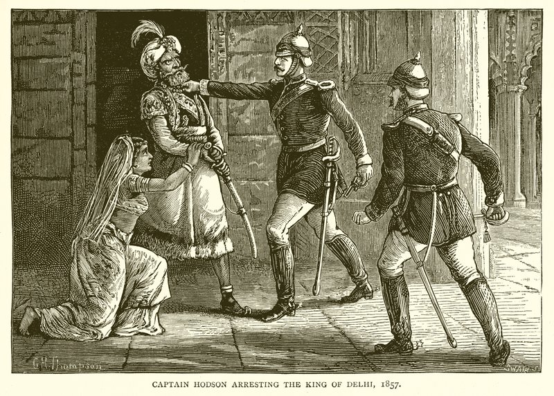 Il capitano Hodson arresta il re di Delhi, 1857 da English School