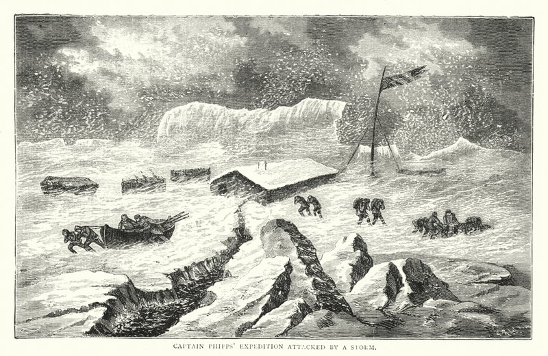 La spedizione del Capitano Phipps attaccata da una tempesta da English School