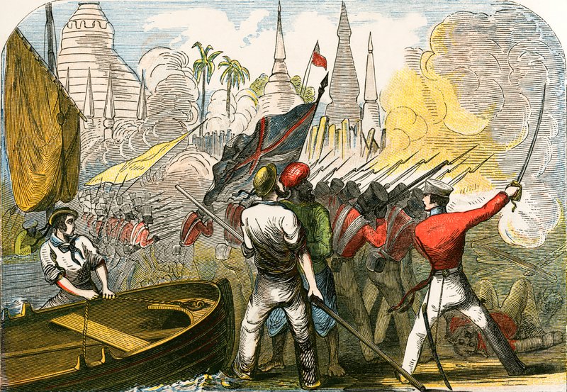 Cattura di Rangoon, impero birmano da English School