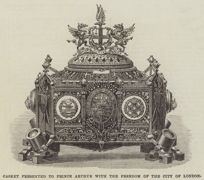 Scrigno presentato al Principe Arturo con la Libertà della Città di Londra da English School