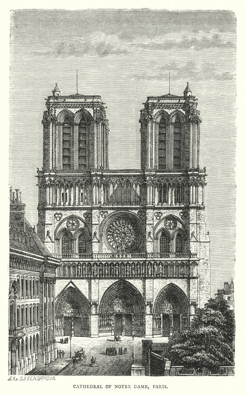 Cattedrale di Notre Dame, Parigi (incisione) da English School