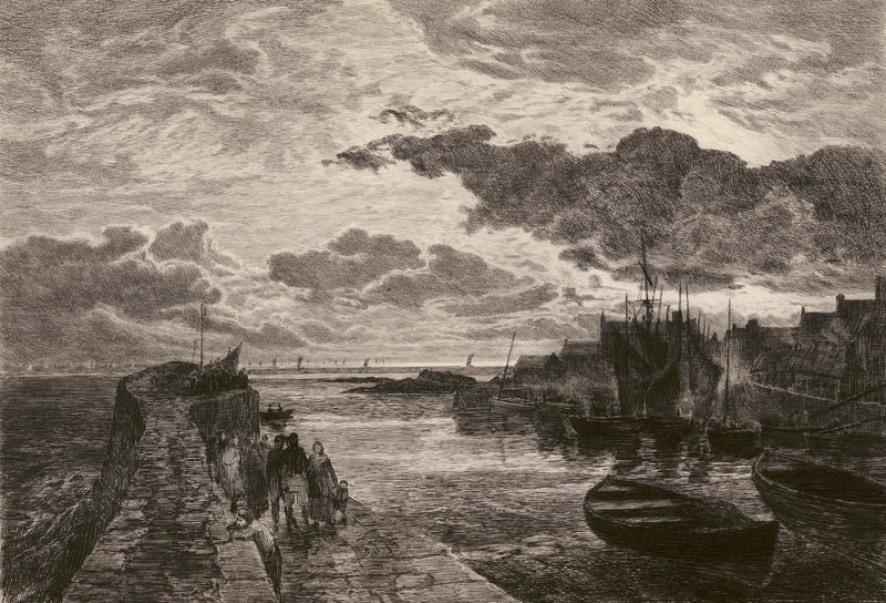 Porto di Cellardyke, inciso da Chauvel, dopo Sam Bough da English School