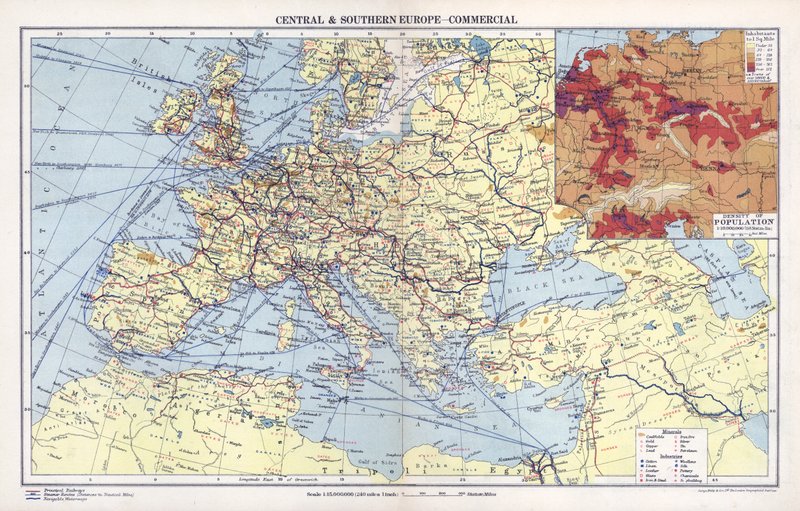 Europa centrale e meridionale, commerciale (litografia a colori) da English School