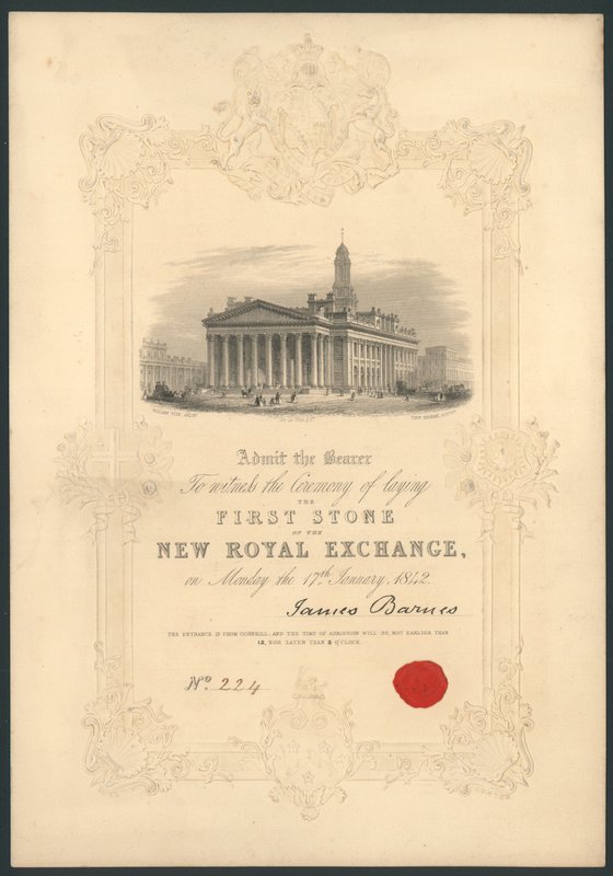 Cerimonia di posa della prima pietra della Nuova Borsa Reale, Londra, il 17 gennaio 1842 da English School
