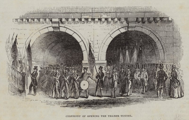 Cerimonia di apertura del Tunnel del Tamigi, 1843 da English School