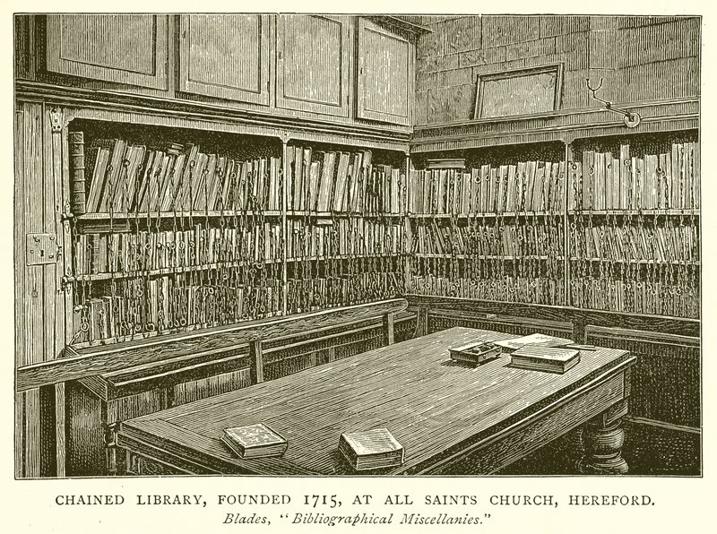 Biblioteca Incatenata, Fondata nel 1715, nella Chiesa di Tutti i Santi, Hereford da English School