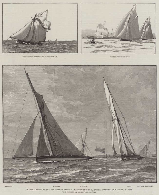 Gara del Canale del New Thames Yacht Club, da Southend a Harwich, partenza dal molo di Southend da English School