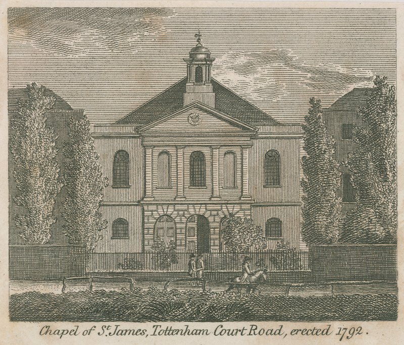 Cappella di San Giacomo, Tottenham Court Road, Londra, eretta nel 1792 da English School