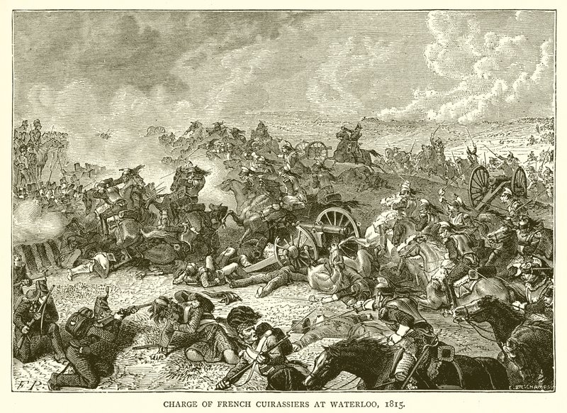 Carica dei corazzieri francesi a Waterloo, 1815 da English School