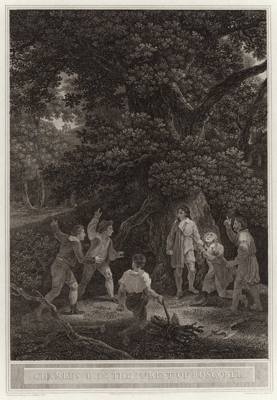 Carlo II nella foresta di Boscobel da English School