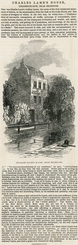 Casa di Charles Lamb, vicino a Islington da English School